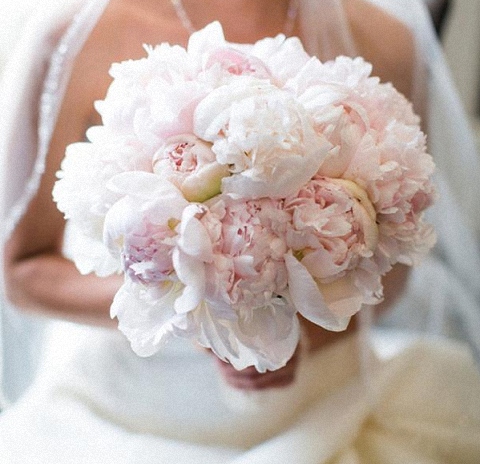 Blush & white, a two tone Peony bouquet
